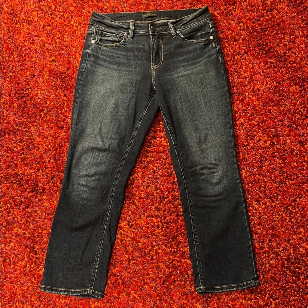 Silver Jeans Suki Capri Dark Blue Denim